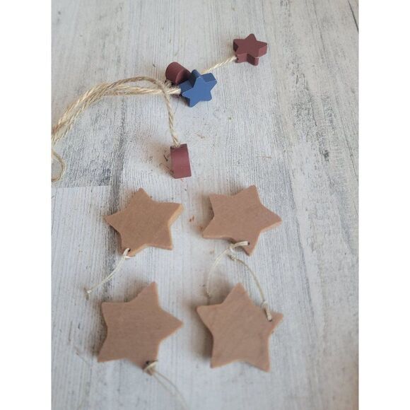 Gingerbread star cookie button heart ornament Xmas set - Picture 5 of 5